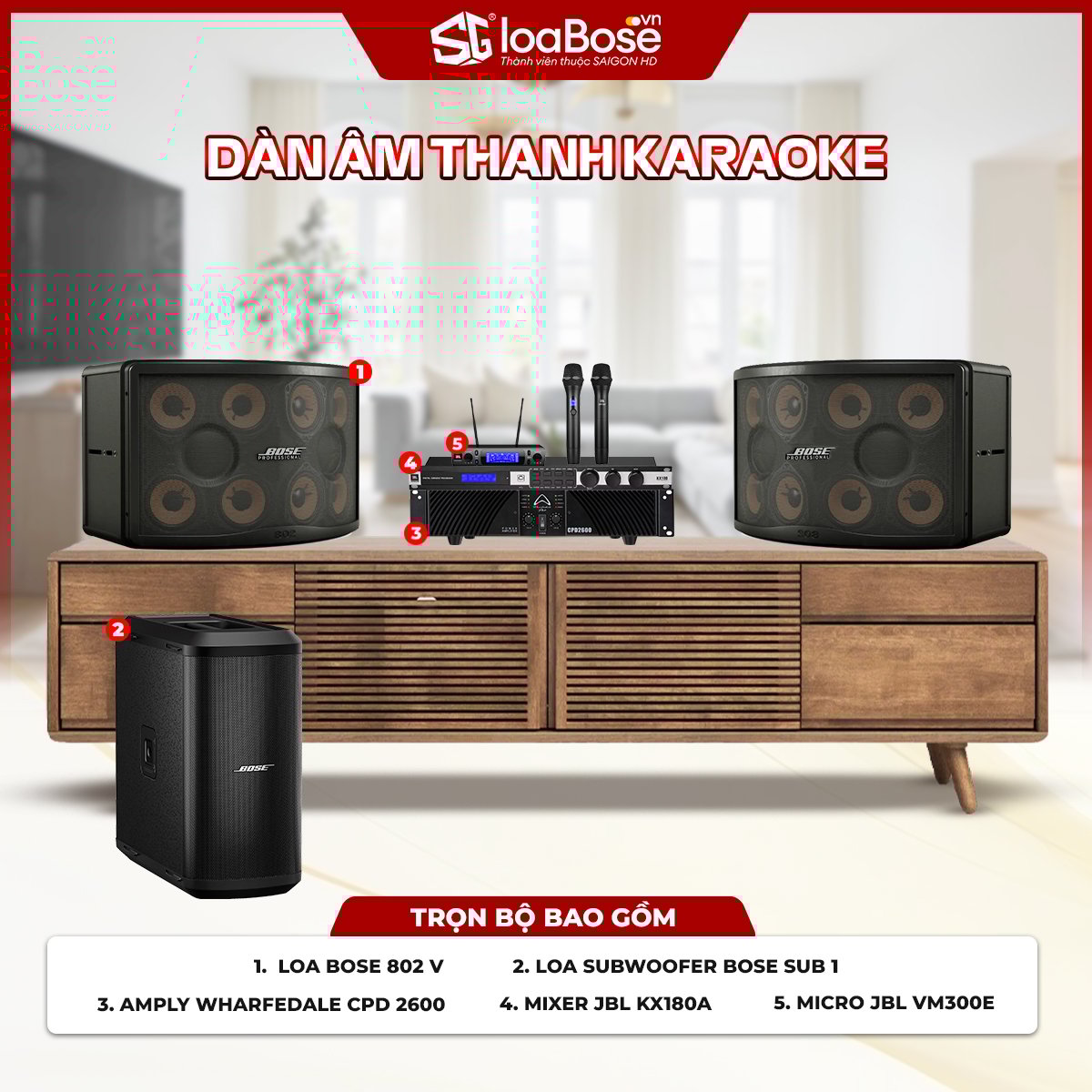 Dàn âm thanh Karaoke chuyên nghiệp Bose 802 V chính hãng dùng cho gia đình, kinh doanh