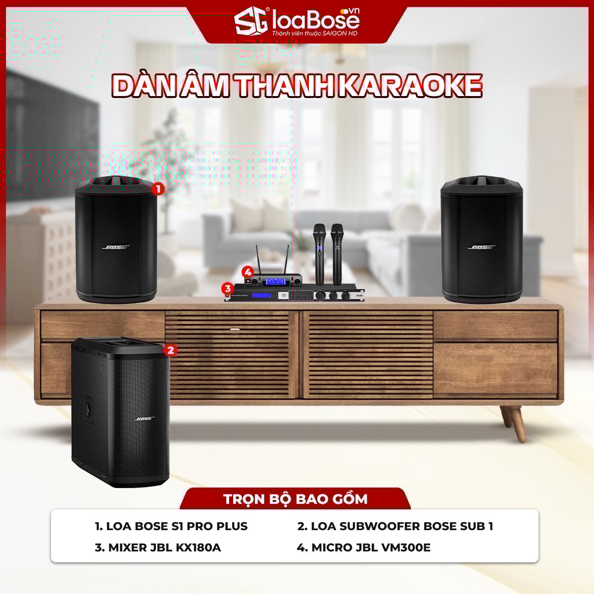 Dàn âm thanh Karaoke chuyên nghiệp Bose S1 Pro Plus chính hãng dùng cho gia đình, kinh doanh