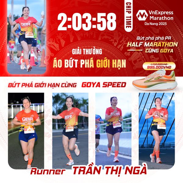 CHÚC MỪNG VĐV TRẦN THỊ NGÀ BỨT PHÁ GIỚI HẠN THÀNH CÔNG TẠI ĐÀ NẴNG VỚI THỜI GIAN 2:03:58