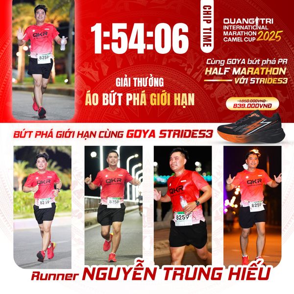 CHÚC MỪNG NGUYỄN TRUNG HIẾU BỨT PHÁ GIỚI HẠN THÀNH CÔNG TẠI QUẢNG TRỊ INTERNATIONAL MARATHON CỰ LY 21KM!