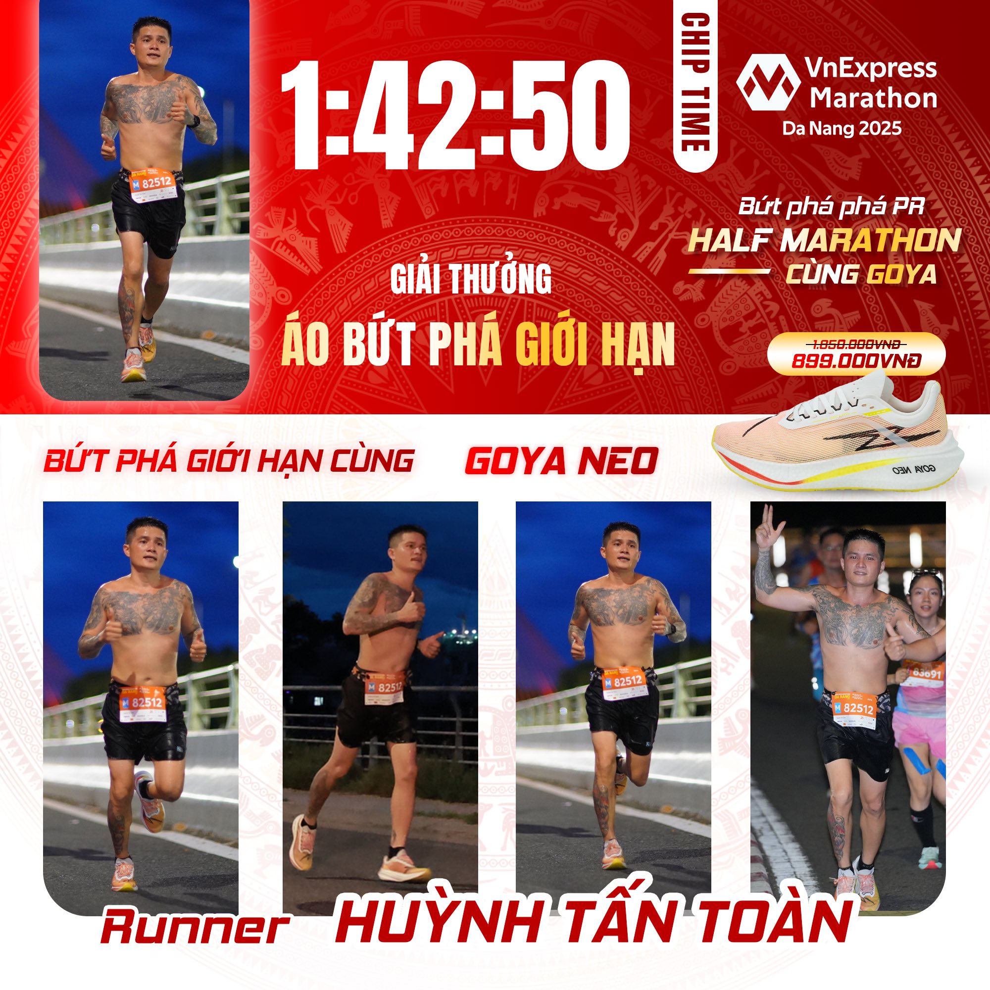 CHÚC MỪNG VĐV HUỲNH TẤN TOÀN BỨT PHÁ GIỚI HẠN THÀNH CÔNG TẠI ĐÀ NẴNG VỚI THỜI GIAN 1:42:50