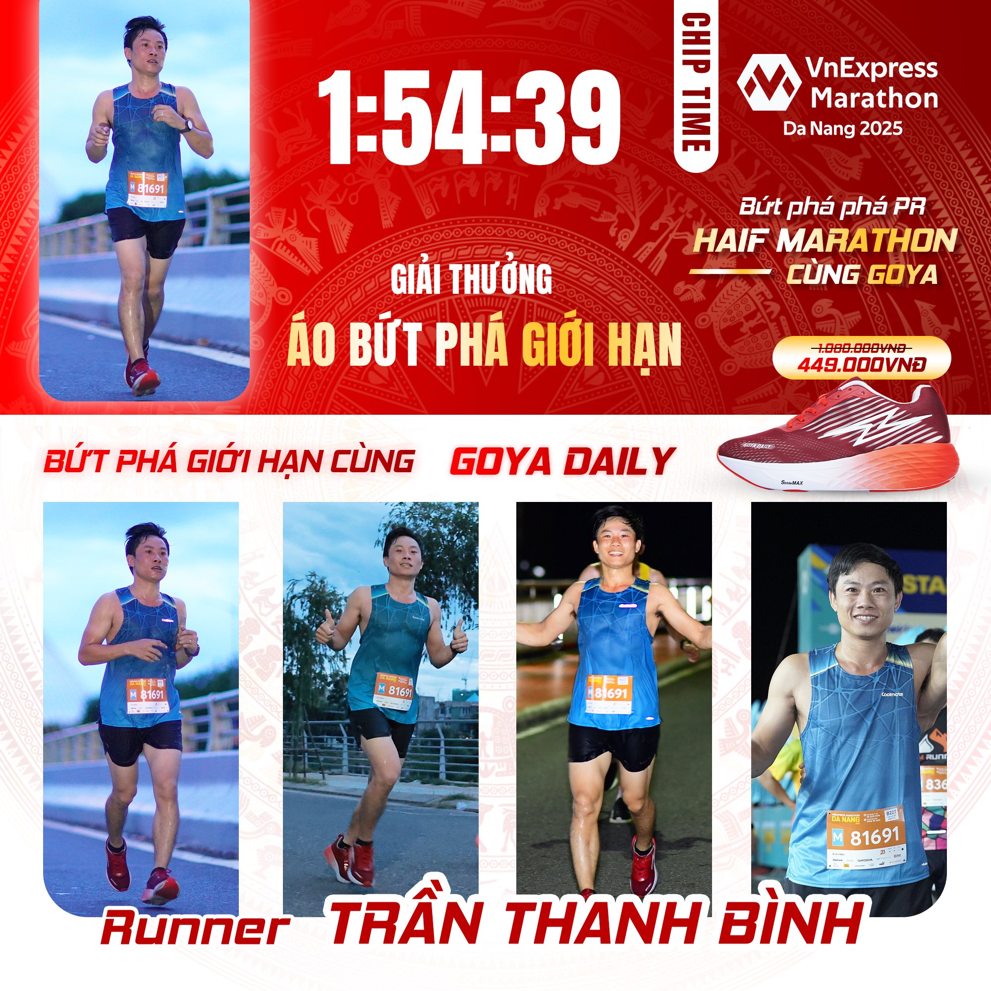 CHÚC MỪNG VĐV TRẦN THANH BÌNH BỨT PHÁ GIỚI HẠN THÀNH CÔNG TẠI ĐÀ NẴNG VỚI THỜI GIAN 1:54:39
