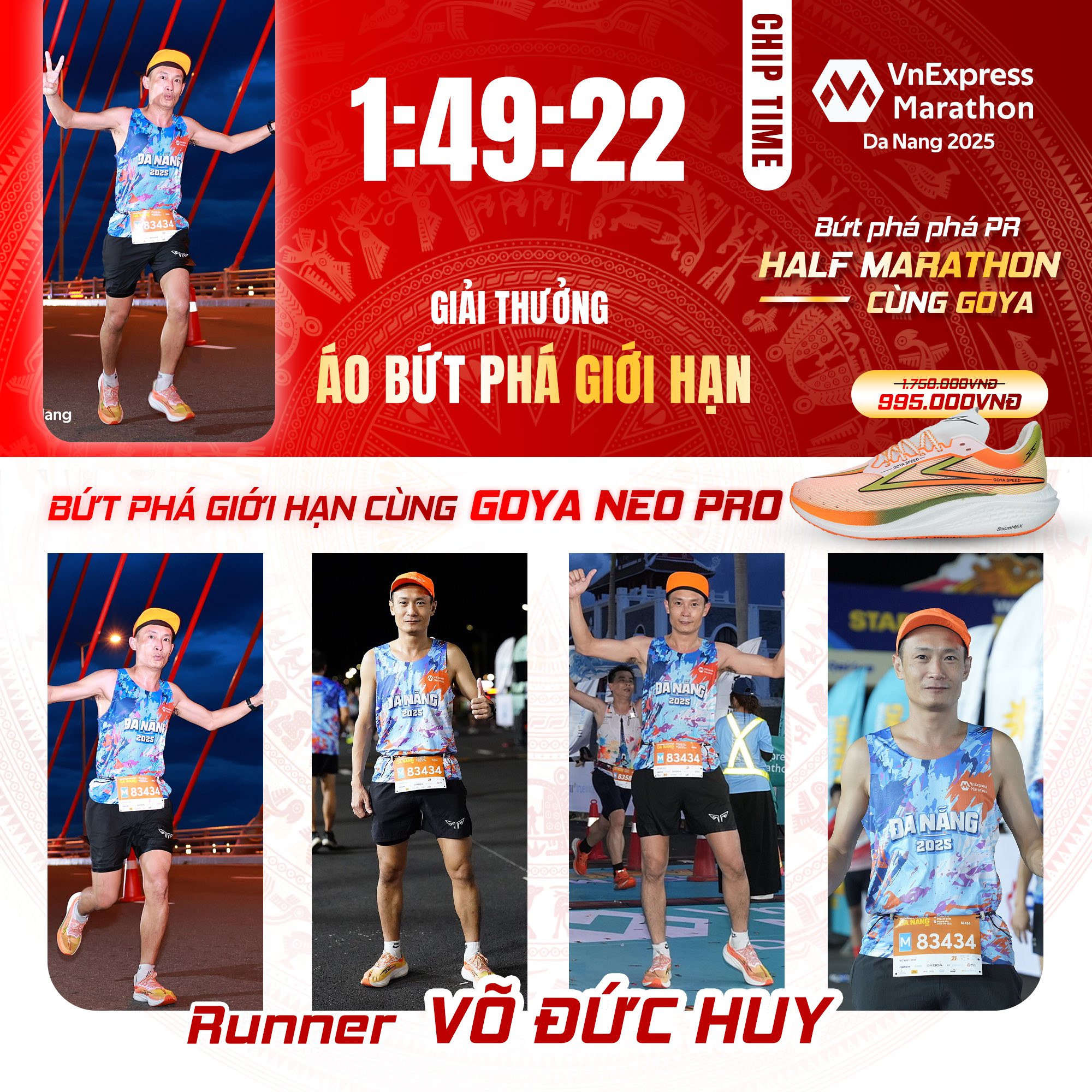 CHÚC MỪNG VĐV VÕ ĐỨC HUY BỨT PHÁ GIỚI HẠN THÀNH CÔNG TẠI ĐÀ NẴNG VỚI THỜI GIAN 1:49:22