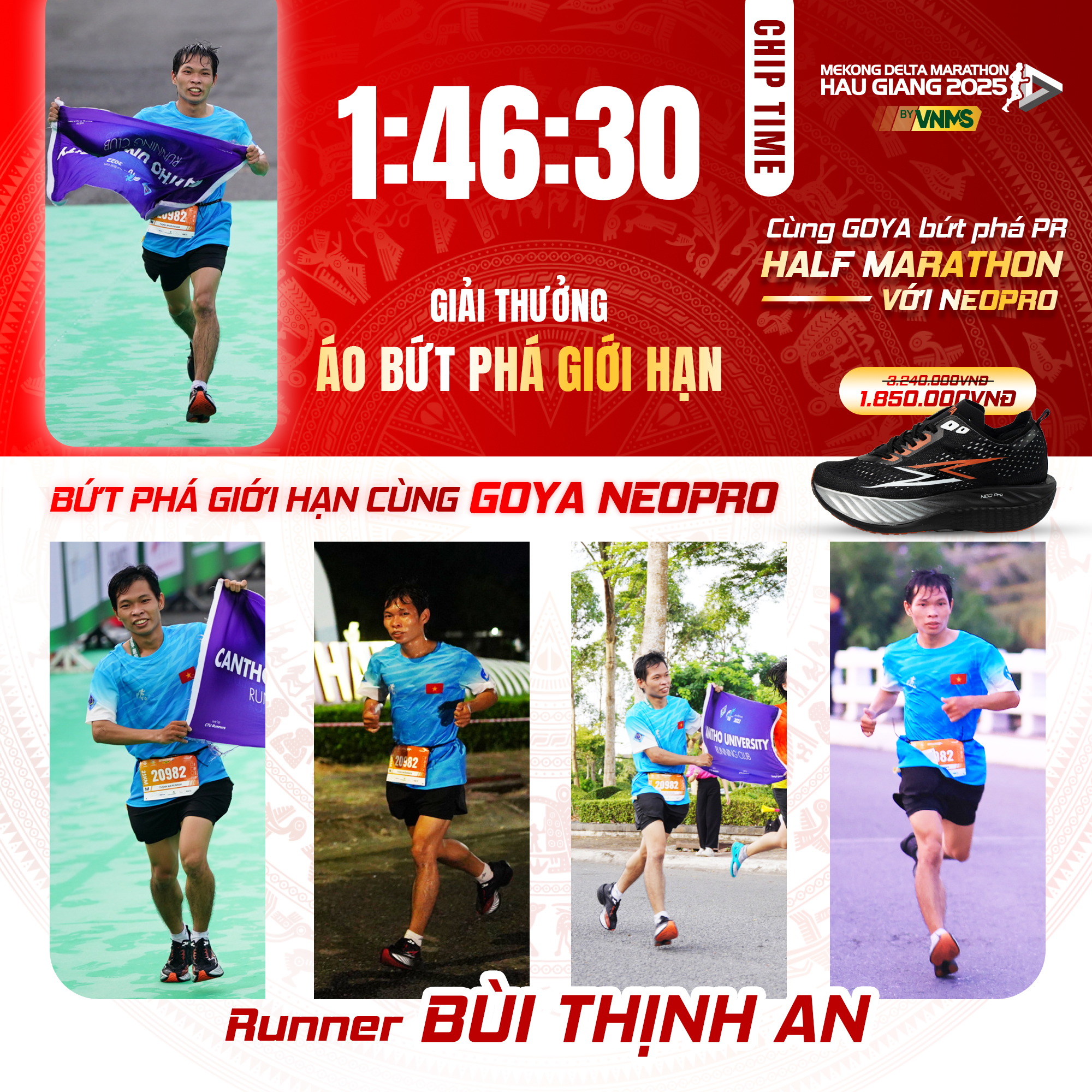 GOYA VIỆT NAM CHÚC MỪNG RUNNER BÙI THỊNH AN – BỨT PHÁ GIỚI HẠN 21KM VỚI THÀNH TÍCH 1H46’30”