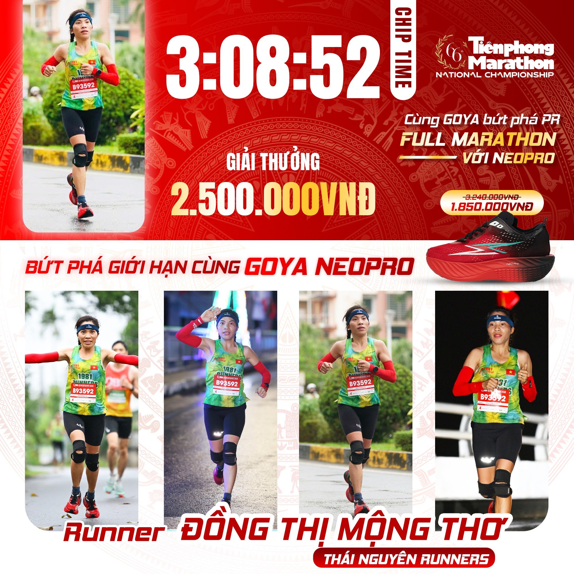 GOYA VIỆT NAM CHÚC MỪNG RUNNER ĐỒNG THỊ MỘNG THƠ - VĐV NỮ ĐẦU TIÊN CÙNG GOYA NEO PRO BỨT PHÁ GIỚI HẠN TẠI TIỀN PHONG MARATHON 2025