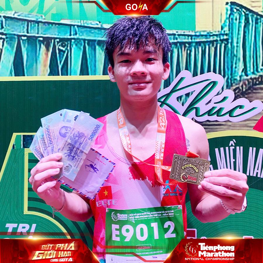 GOYA VIỆT NAM CHÚC MỪNG VĐV ĐỖ ĐỨC THÂN - TÂY NINH RUNNERS ĐÃ ĐẠT THÀNH TÍCH BỨT PHÁ GIỚI HẠN TẠI TIỀN PHONG MARATHON
