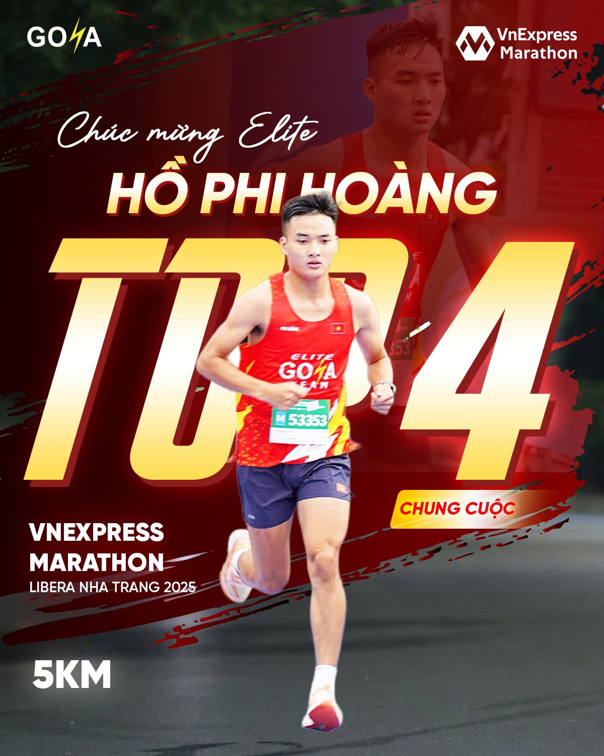CHÚC MỪNG THÀNH VIÊN ELITE TEAM - HỒ PHI HOÀNG ĐẠT TOP 4 CHUNG CUỘC CỰ LY 5KM CÙNG GOYA SPEED
