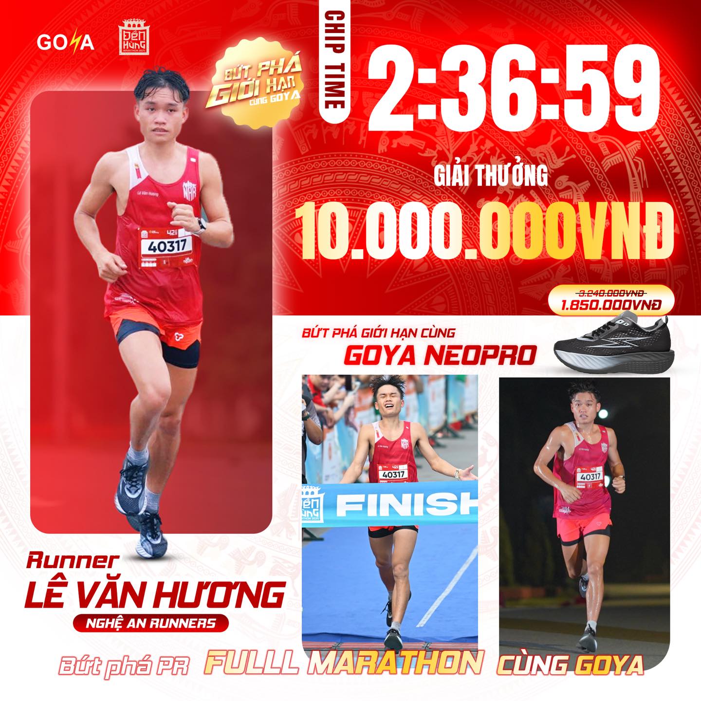 RUNNER LÊ VĂN HƯƠNG CHINH PHỤC 10.000.000 TỪ CHƯƠNG TRÌNH BỨT PHÁ GIỚI HẠN VỚI THÀNH TÍCH 2h36p59 CỰ LI 42KM