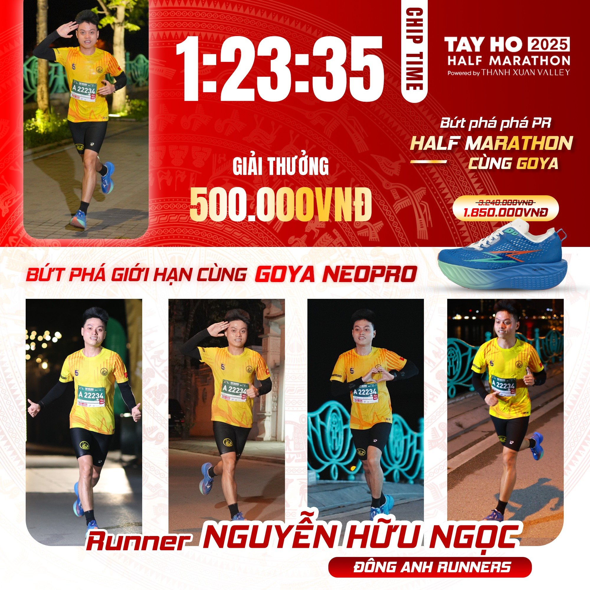 CHÚC MỪNG VĐV NGUYỄN HỮU NGỌC – ĐÔNG ANH RUNNERS – NHẬN THƯỞNG 500.000VNĐ TỪ CHƯƠNG TRÌNH BỨT PHÁ GIỚI HẠN!