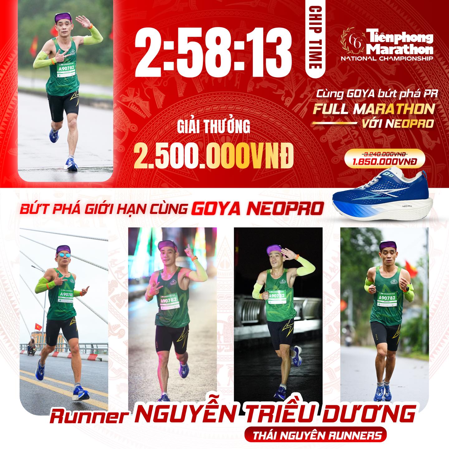 GOYA VIỆT NAM CHÚC MỪNG RUNNER NGUYỄN TRIỀU DƯƠNG XUẤT SẮC BỨT PHÁ GIỚI HẠN TẠI TIỀN PHONG MARATHON 2025