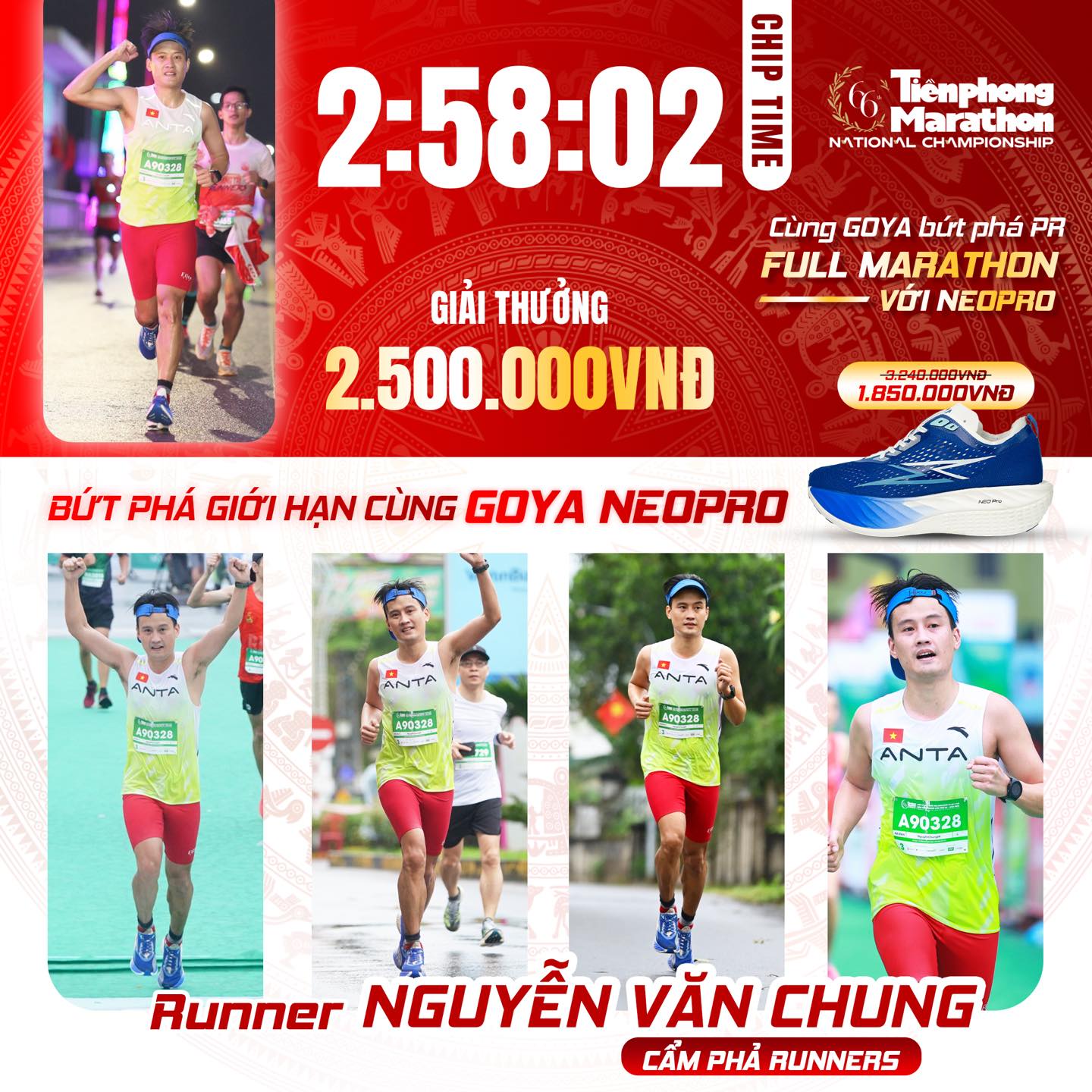 GOYA VIỆT NAM CHÚC MỪNG ANH NGUYỄN VĂN CHUNG ĐẠT BỨT PHÁ GIỚI HẠN TẠI TIỀN PHONG MARATHON