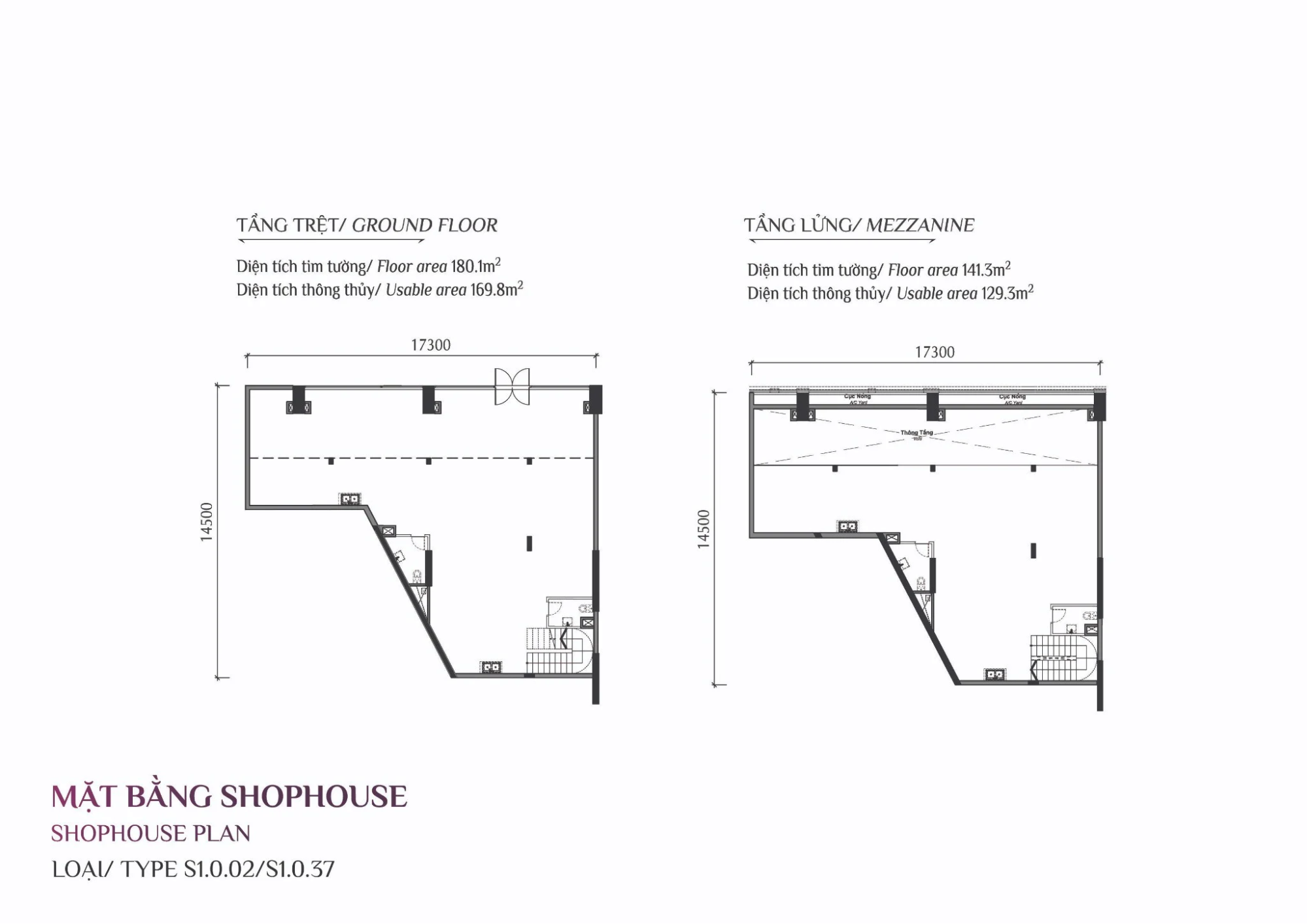 Diện tích shophouse kinh doanh bách hóa mini