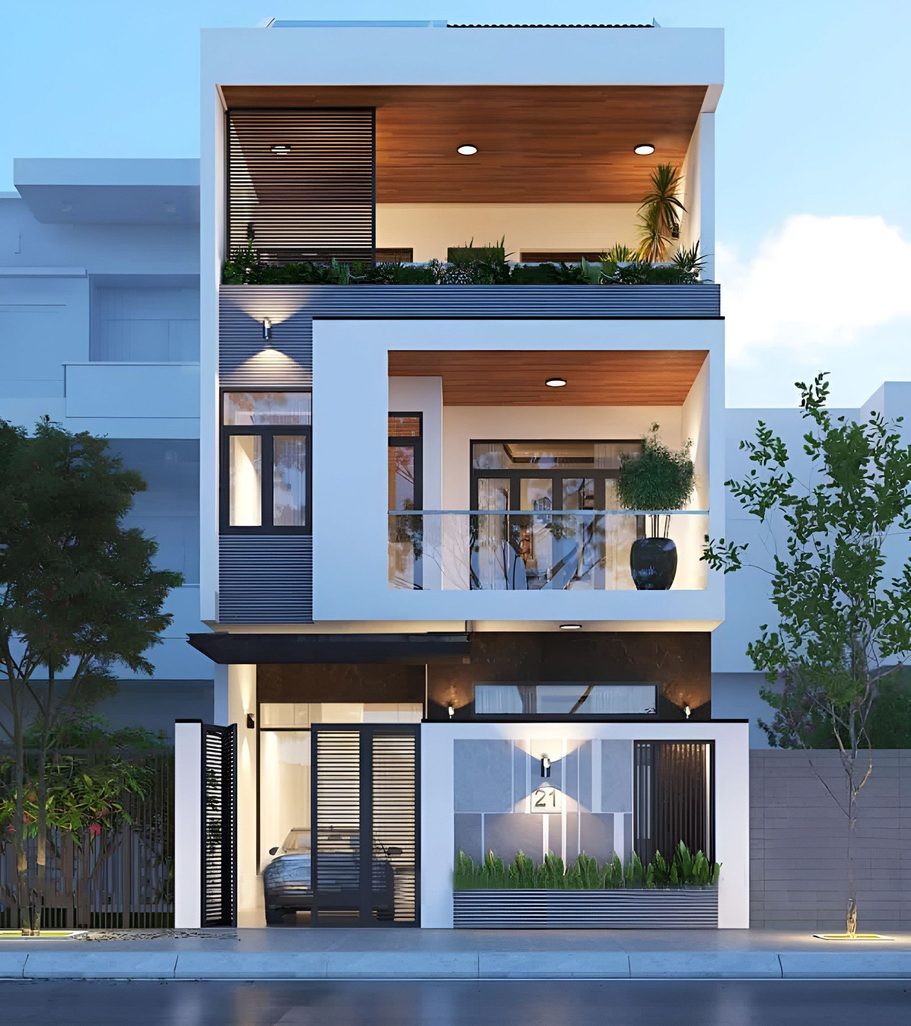 Thiết kế biệt thự phố 2 tầng mặt tiền 7m đẹp cuốn hút - Anh Thiện - Nam  Định - BT2256