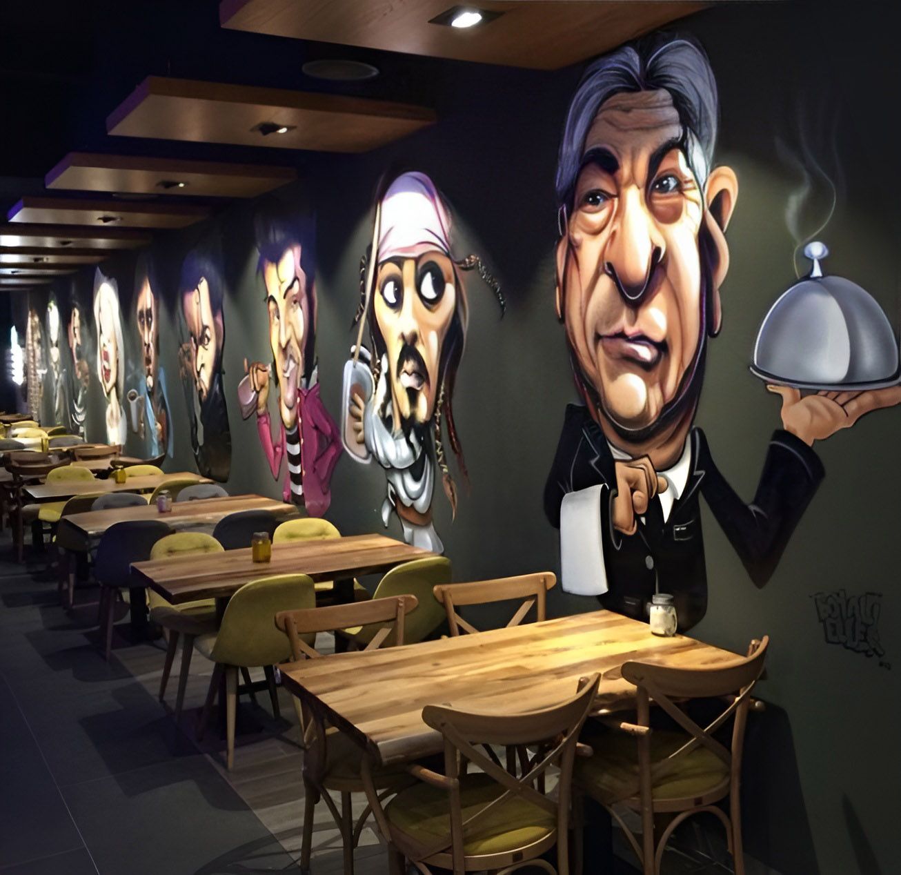 Trang trí quán ăn bằng tranh vẽ tường