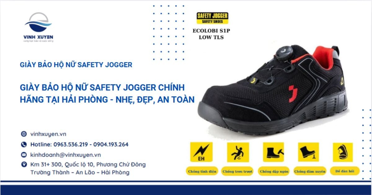 Giày bảo hộ nữ Safety Jogger chính hãng tại Hải Phòng - Nhẹ, Đẹp, An Toàn