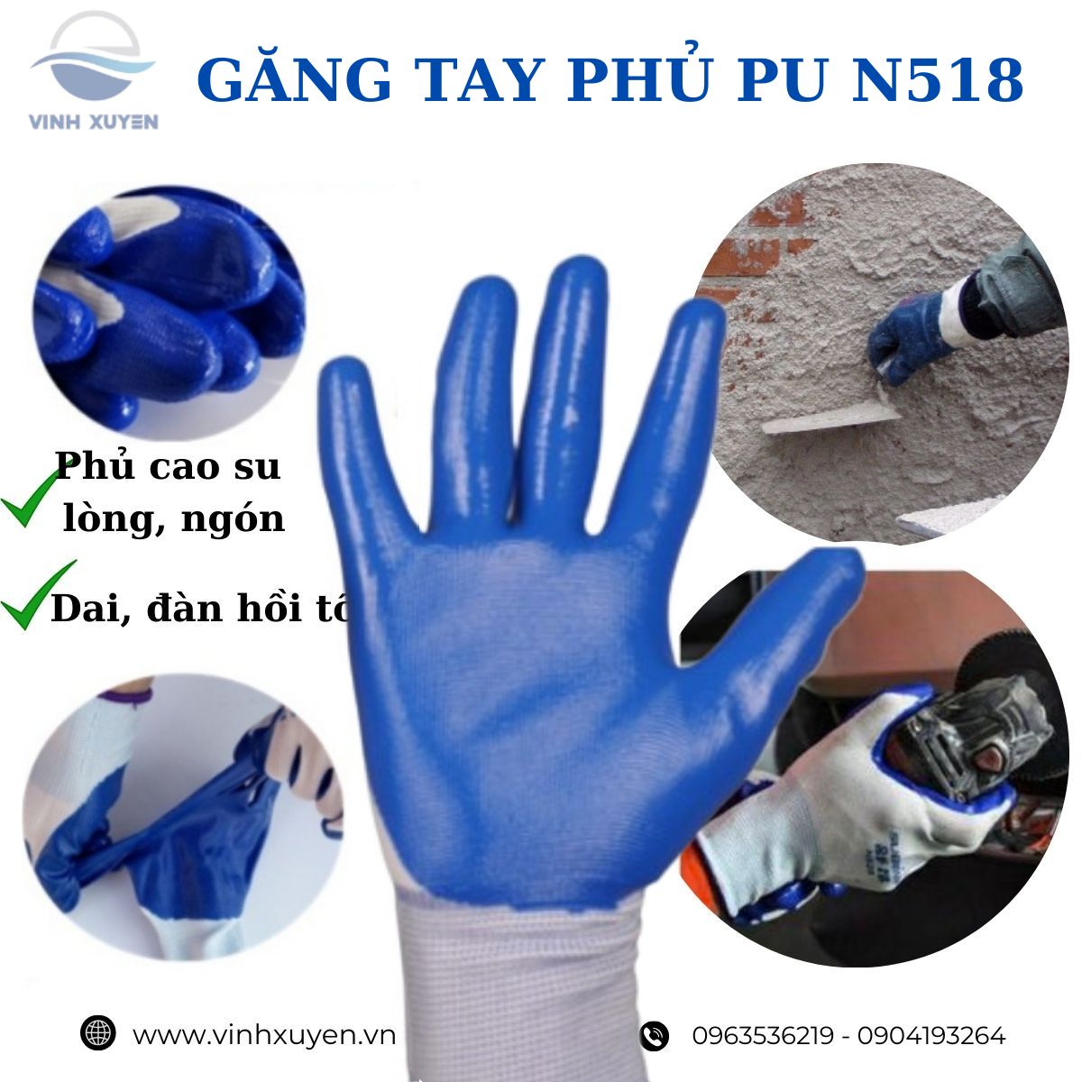 Găng Tay Phủ PU N518 Lựa Chọn An Toàn Cho Ngành Xây Dựng