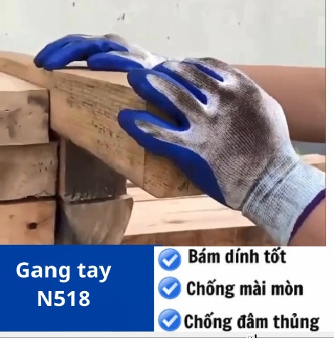 Găng Tay Phủ Lòng Xanh N518