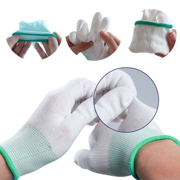 Găng tay sợi phủ PU ngón, lòng chống tĩnh điện
