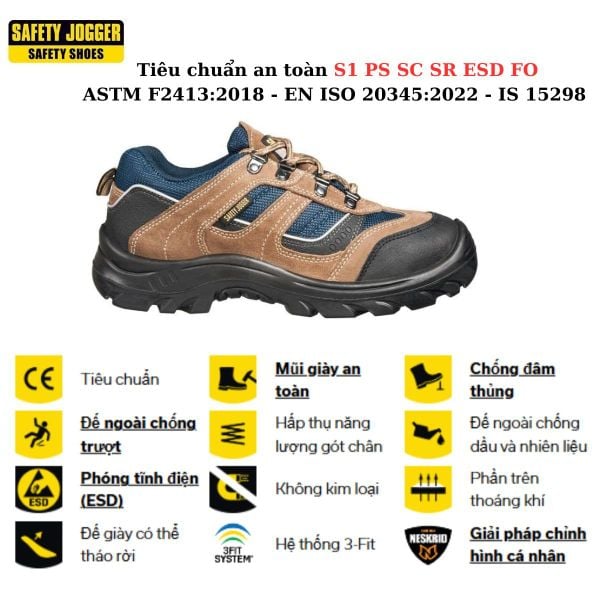 Tiêu chuẩn giày bảo hộ Safety Jogger chính hãng