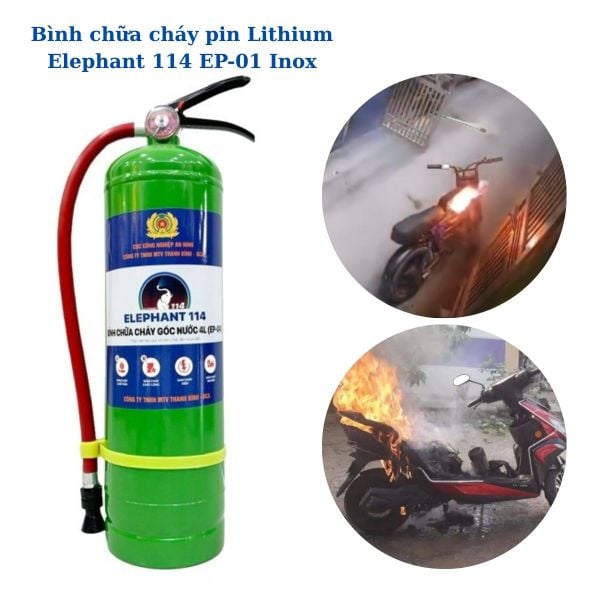 Bình chữa cháy pin Lithium Elephant 114 EP-01 Inox chính hãng tại Hải Phòng