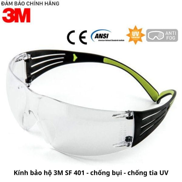 Kính bảo hộ chống bụi 3M SF401 chính hãng tại Hải Phòng