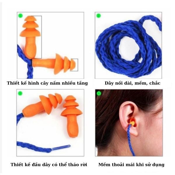nút bịt tai chống ồn có dây nối