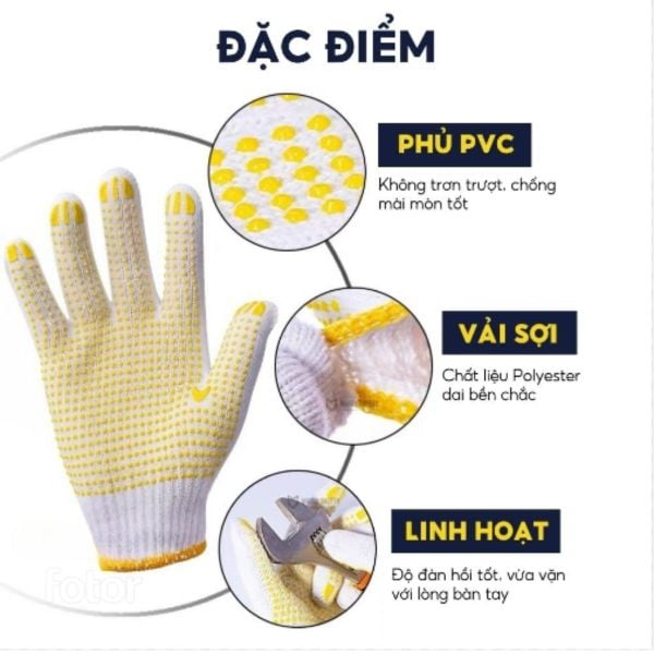 Đặc điểm găng tay phủ hạt nhựa giá rẻ tại Hải Phòng