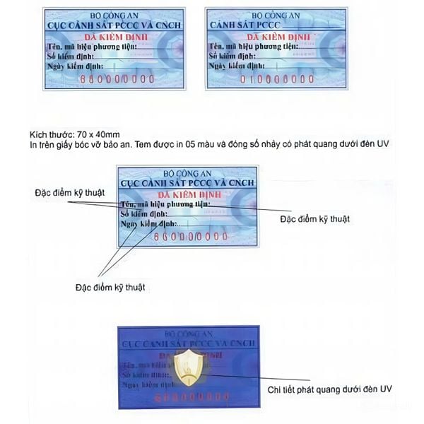 Tem kiểm định bình chữa cháy của Bộ Công An