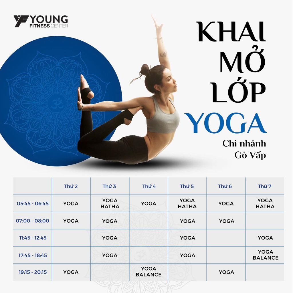 Lớp học Yoga tại phòng tập Young Fitness Center