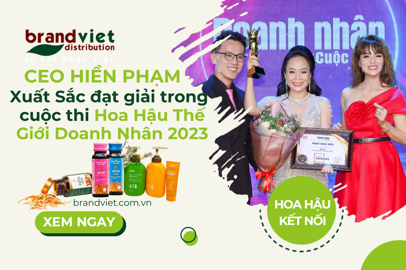 CEO Hiền Phạm Xuất Sắc Đạt Giải trong Cuộc Thi HOA HẬU THẾ GIỚI DOANH NHÂN 2023