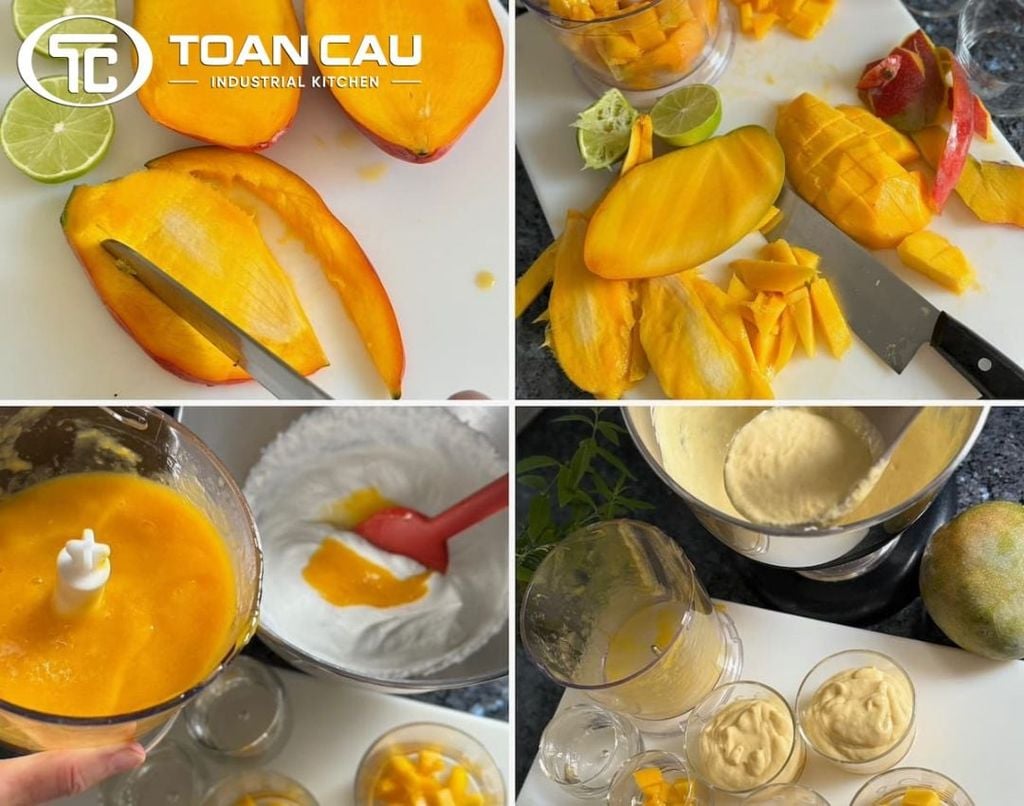 Cách làm kem xoài với sữa Ông Thọ