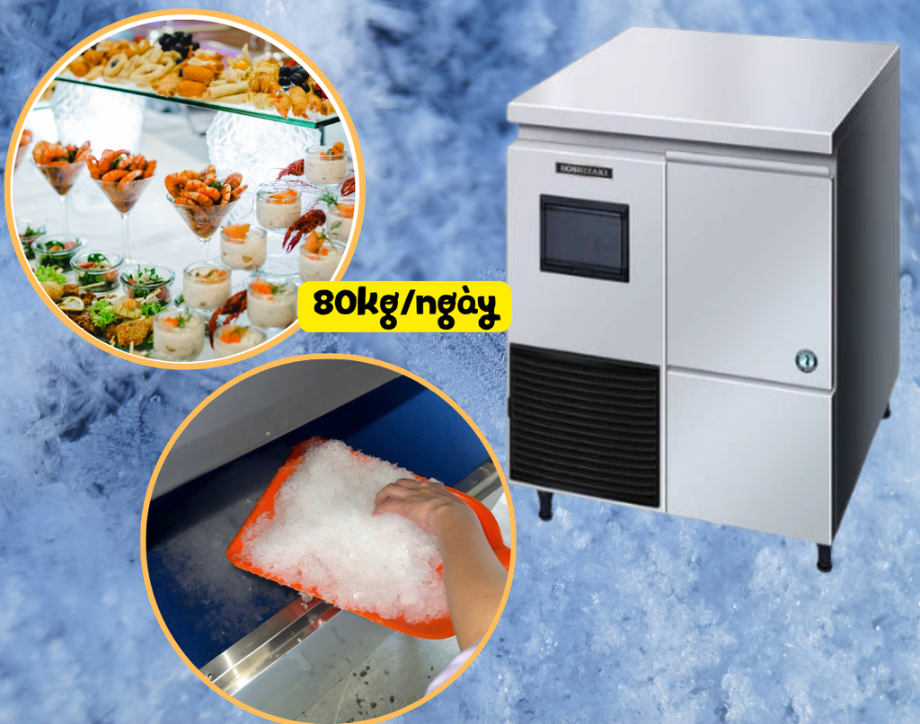 Máy làm đá vảy 80kg/ngày phù hợp với nhà hàng siêu thị bé