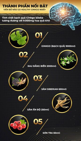 Viên Bổ Não Go Healthy Ginkgo 9000+