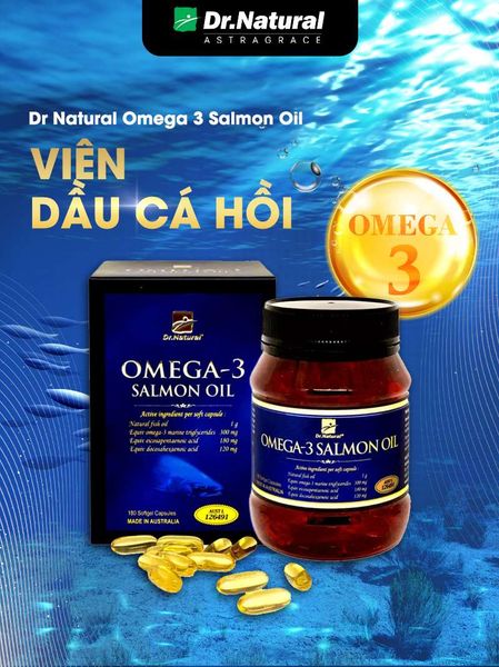 Viên Dầu Cá hồi Dr Natural Omega 3 Salmon Oil Hộp 180 viên