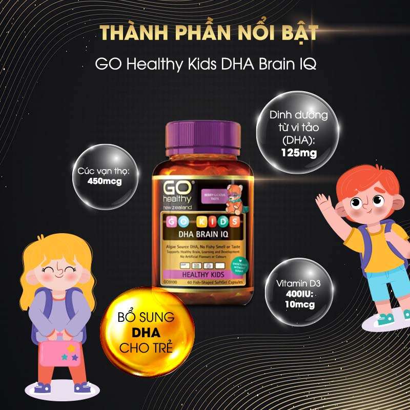 Viên Uống Bổ Sung DHA Cho Trẻ Go Healthy Kids DHA Brain IQ Hộp 60 viên