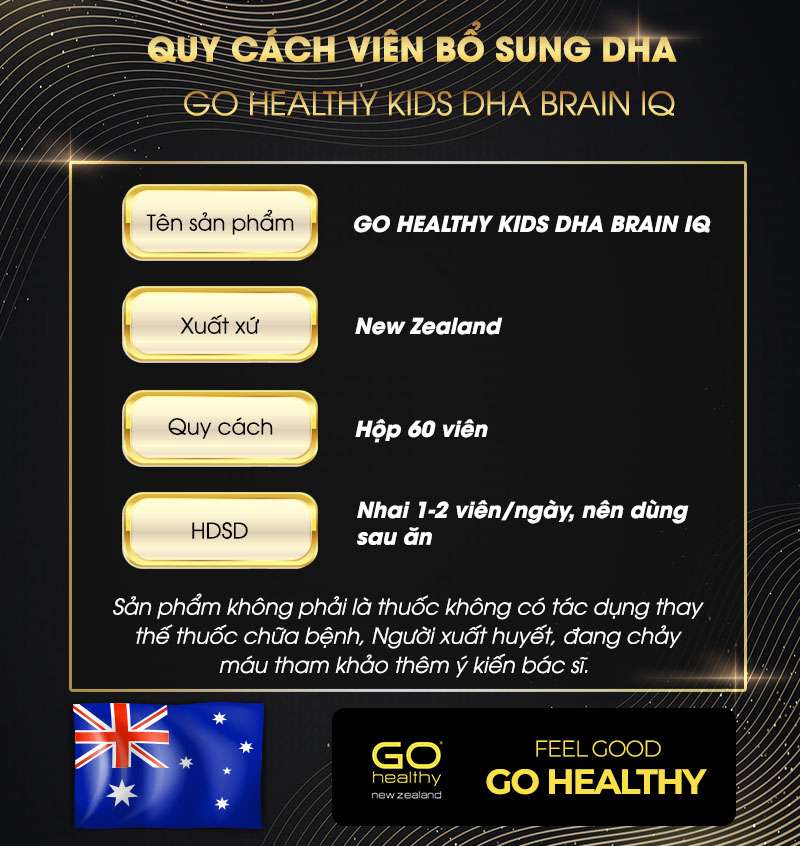 Viên Uống Bổ Sung DHA Cho Trẻ Go Healthy Kids DHA Brain IQ Hộp 60 viên