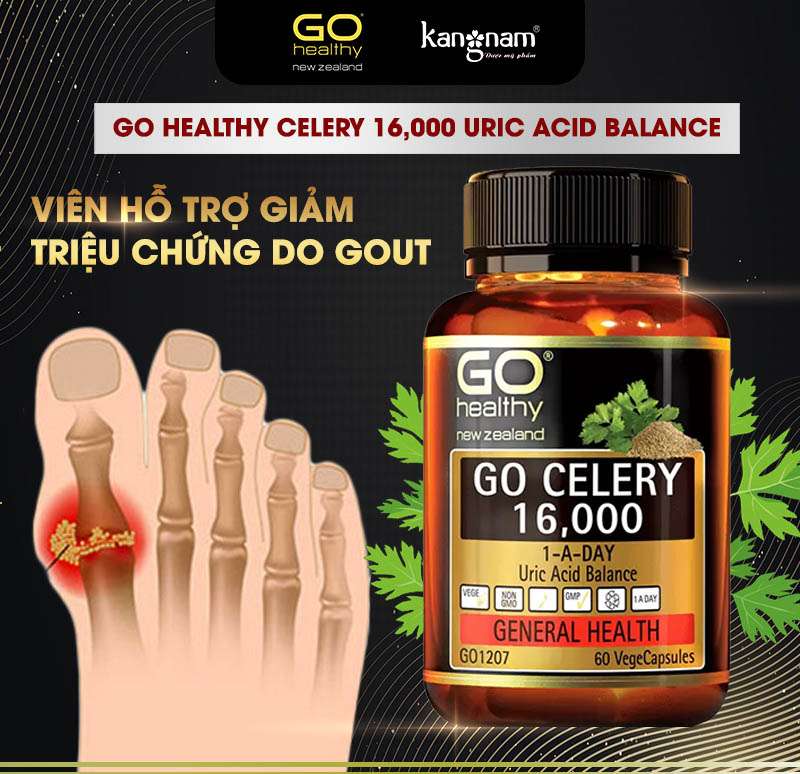 Viên Hỗ Trợ Giảm Triệu Chứng Do Gout Go Healthy Celery 16,000 Uric Acid Balance