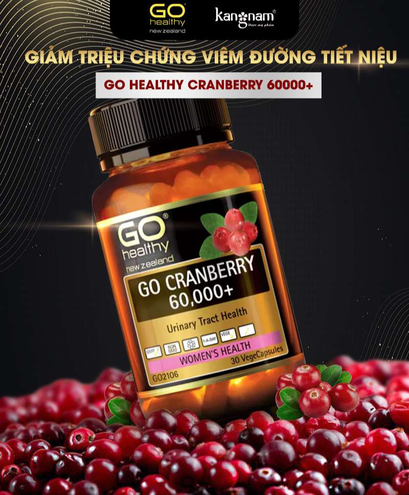 Viên Uống Giảm Triệu Chứng Viêm Đường Tiết Niệu Go Healthy Cranberry 60,000+ Hộp 30 viên