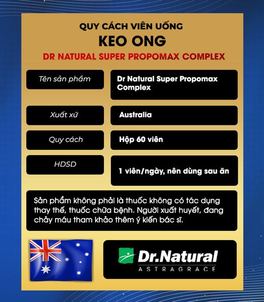 Viên Uống Keo Ong Dr Natural Super Propomax Complex Hộp 60 viên