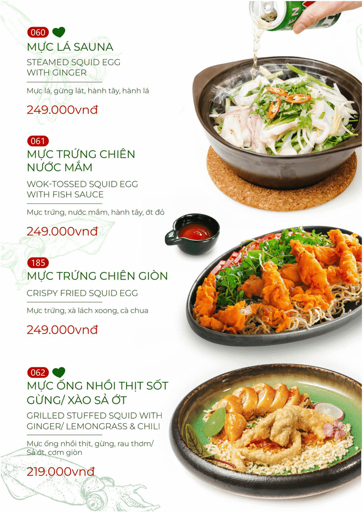 Menu nhà hàng Nắng – Nắng - Cơm Lành Canh Ngọt