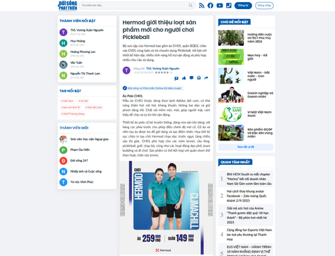 Hermod Lên Báo Đời Sống & Phát Triển: Đưa Pickleball Lên Một Tầm Cao Mới