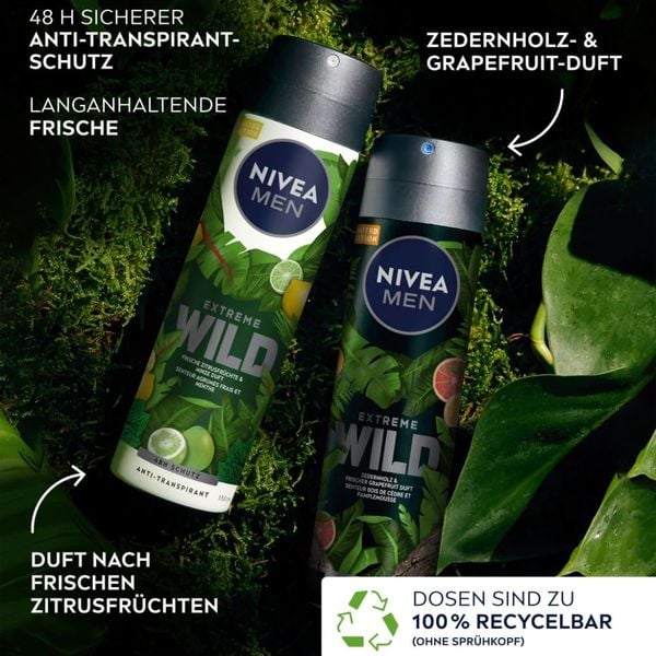 Xịt khử mùi ngăn mồ hôi nam Nivea Men Wild gỗ tuyết tùng & cam vàng