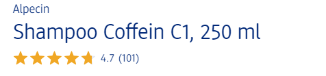 dầu gội kích thích mọc tóc alpecin coffein shampoo c1 được người tiêu dùng Đức đánh giao cao