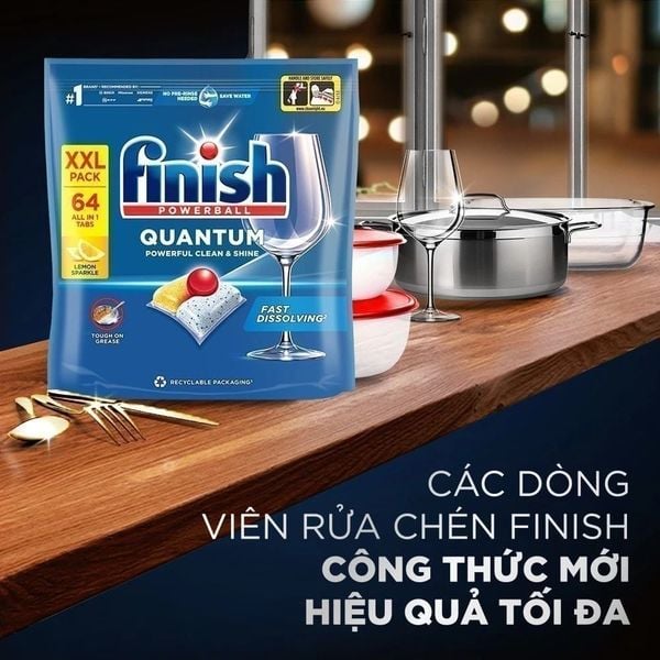 Viên Rửa Chén Bát Finish Quantum All in 1 Hương Chanh