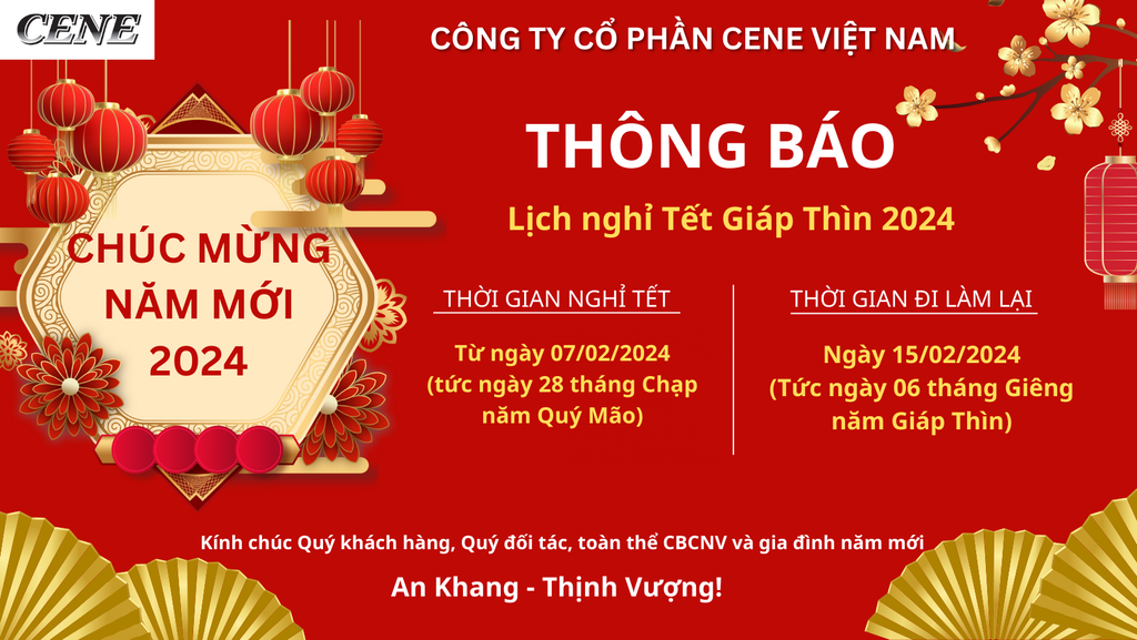 THÔNG BÁO LICH NGHỈ TẾT ÂM LỊCH NĂM GIÁP THÌN 2024