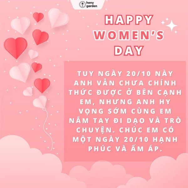 mẫu lời chúc 20/10 crush đáng yêu, ngọt ngào