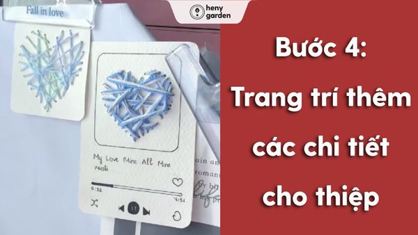 Cách làm thiệp 20/11 độc đáo từ giấy và chỉ bước 4