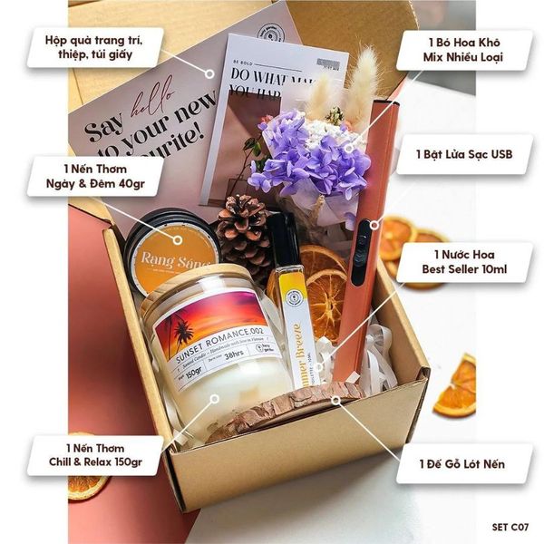 Set quà tặng 20/10 cho vợ Nến Chill (Mã set: C_07)