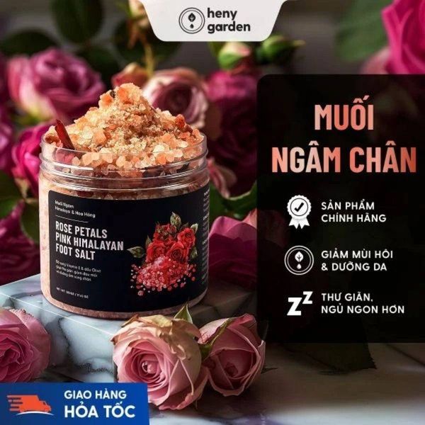 muối hồng himalaya và hoa hồng của heny garden