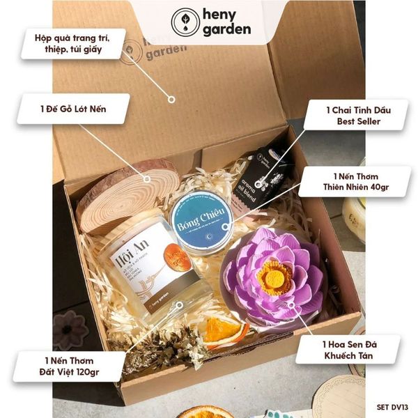 Set quà tặng nến thơm Đất Việt kèm thiệp 20 tháng 10